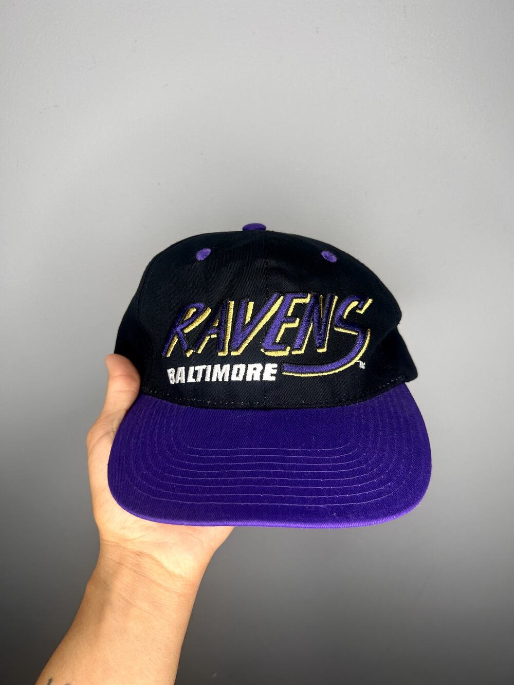 Vintage Baltimore Ravens Spellout NFL Snapback Hat